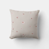 Warm Greige Japanese Cherry Blossom Floral Pattern クッション (正面)