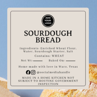 Warm Grey Sourdough Ingredient Cottage Sticker スクエアシール