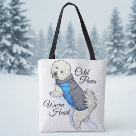 Warm Heart Snow Bichon Tote トートバッグ