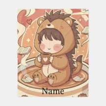 Warm Hedgehog Brew Cozy Fleece Blanket