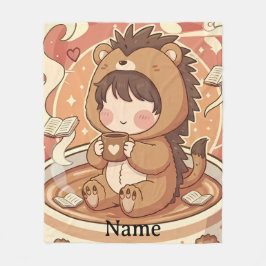 Warm Hedgehog Brew Cozy Fleece Blanket フリースブランケット
