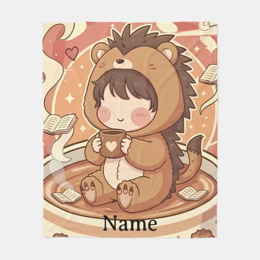 Warm Hedgehog Brew Cozy Fleece Blanket フリースブランケット (正面)