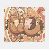 Warm Hedgehog Brew Cozy Fleece Blanket フリースブランケット (正面(横))
