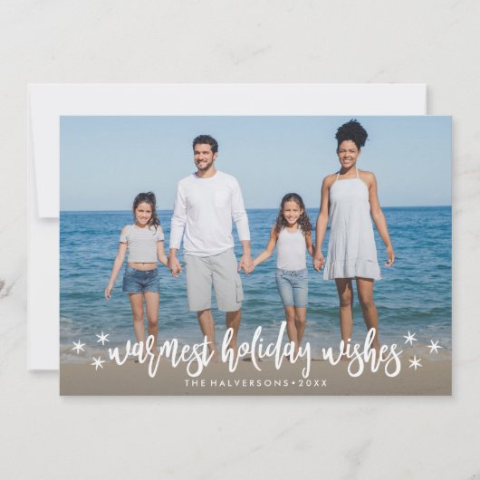 Warm Holiday Wishesクリスマスまたは新年の写真 シーズンカード (正面)