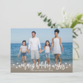 Warm Holiday Wishesクリスマスまたは新年の写真 シーズンカード (スタンド正面)