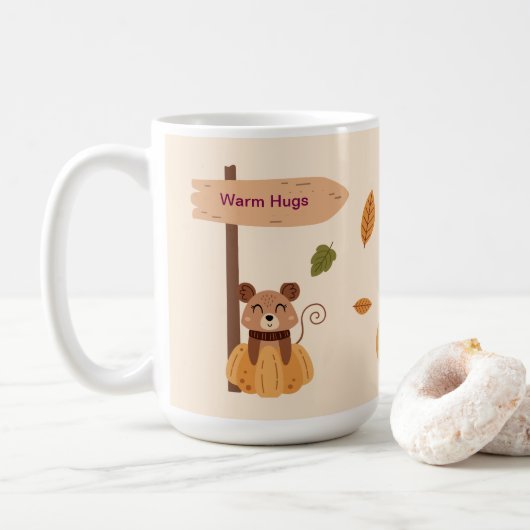 Warm Hugs – 森の動物たちと過ごす温かな秋 コーヒーマグカップ (ドーナツ)