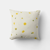 Warm Ivory Japanese Dandelion Floral Pattern クッション (正面)