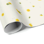 Warm Ivory Japanese Dandelion Floral Pattern ラッピングペーパー (ロールコーナー)