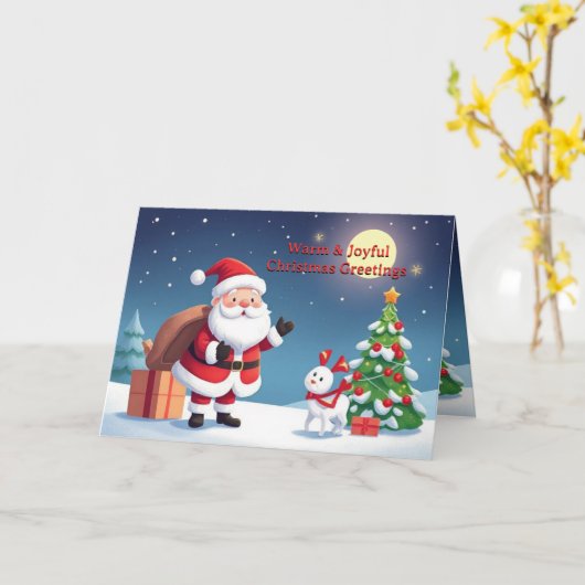 Warm & Joyful Christmas Greetings カード (黄色い花)