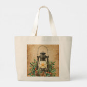 Warm lantern holly pine rustic vintage festive  ラージトートバッグ (裏面)
