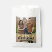Warm Leaves Gold Script Happy Thanksgiving | 写真 フェイバーバッグ (正面)