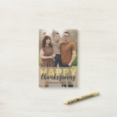 Warm Leaves Gold Script Happy Thanksgiving | 写真 ポストイット (デスク上)