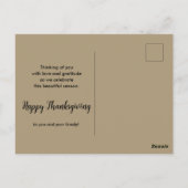 Warm Leaves Gold Script Happy Thanksgiving | 写真 ポストカード (裏面)
