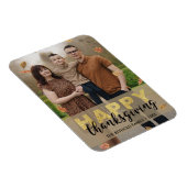 Warm Leaves Gold Script Happy Thanksgiving | 写真 マグネット (右側)