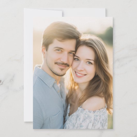 Warm Light Blue Romantic Photo 招待状 (正面)