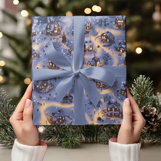 Warm Lights in Snowy Village ラッピングペーパー