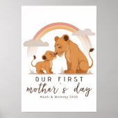 Warm Lion Mom Baby First Mothers Day Calm Love Art ポスター (正面)