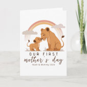 Warm Lion Mom Baby First Mothers Day Soft Love Art カード (正面)