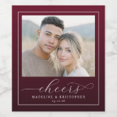 Warm Maroon Elegant Photo ワインラベル (シングルラベル)