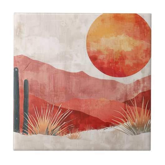 Warm Minimalist - Abstract Boho Desert Landscape タイル (正面)