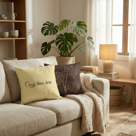 Warm Minimalist Botanical Throw Pillow - 90s Retro クッション