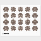 Warm Mocha Brown Wedding Monogram Initials ラウンドシール (シート)