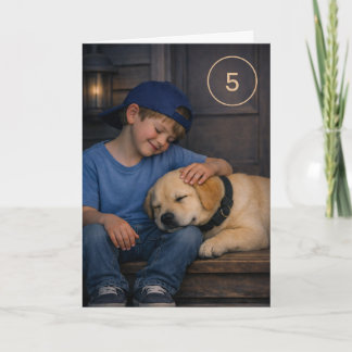 Warm Moments Boy and Dog Birthday Card カード