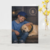 Warm Moments Boy and Dog Birthday Card カード (黄色い花)