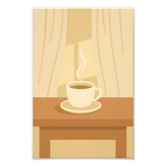 Warm Morning Coffee Poster – Minimalist Cozy Art フォトプリント