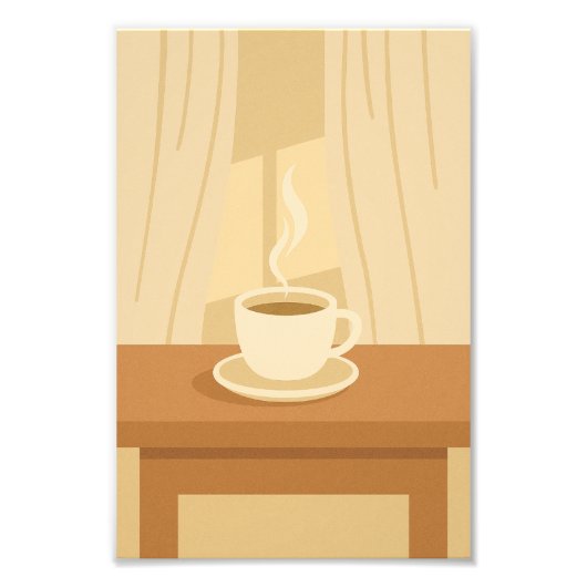 Warm Morning Coffee Poster – Minimalist Cozy Art フォトプリント (正面)