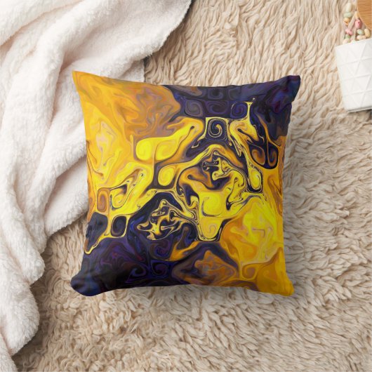 Warm Mountain deep blue orange yellow クッション (ブランケット)