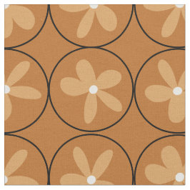 Warm Mustard Floral Tile - Combed Cotton Fabric ファブリック