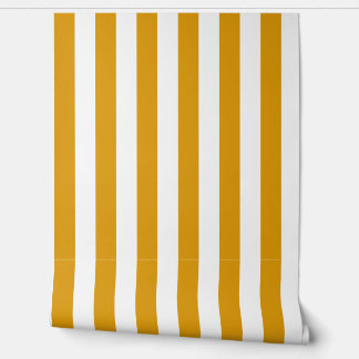 Warm Mustard Yellow and White Stripes Wallpaper  壁紙