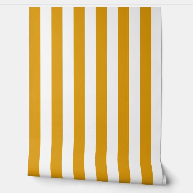Warm Mustard Yellow and White Stripes Wallpaper  壁紙 (ほどく)