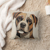 Warm Natural Beige Patchwork Boxer クッション (ブランケット)