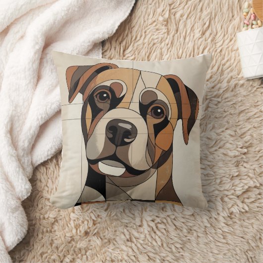 Warm Natural Beige Patchwork Boxer クッション (ブランケット)