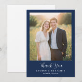 Warm Navy Minimalist Photo サンキューカード (正面/裏面)