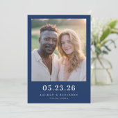 Warm Navy Minimalist Photo セーブザデート (スタンド正面)