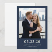 Warm Navy Romantic Photo セーブザデート (正面/裏面)