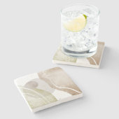 Warm Neutral Abstract Earth Tones Modern Luxury ストーンコースター (横)