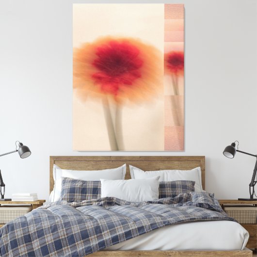 Warm Neutral Abstract Floral Wall Decor キャンバスプリント (インサイチュ (寝室))