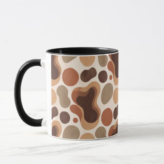 Warm Neutral Abstract Mug – Modern Organic Pattern マグカップ (左)