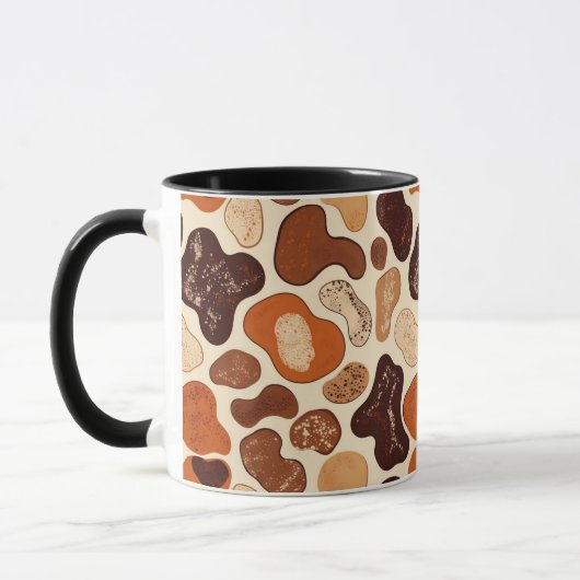 Warm Neutral Abstract Mug – Modern Organic Pattern マグカップ (左)