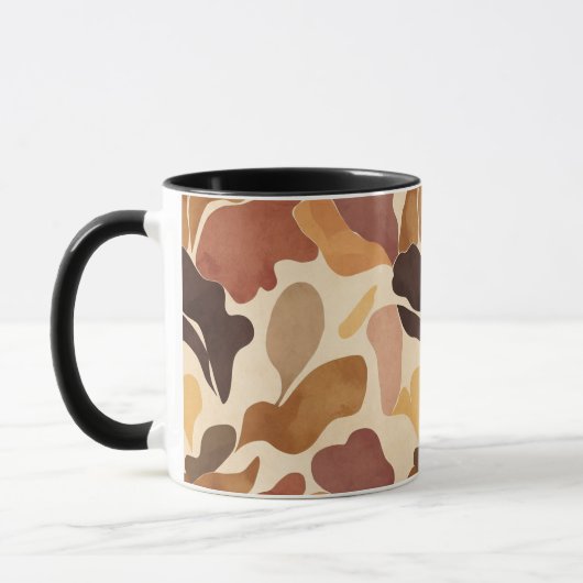 Warm Neutral Abstract Mug – Modern Organic Pattern マグカップ (左)