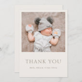 Warm Neutral Baby Shower Photo サンキューカード (正面/裏面)