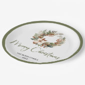 Warm Neutral Christmas Personalized Family Plates ペーパープレート (アングル)