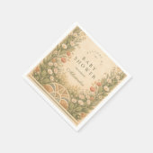 Warm Neutral Desert Botanicals Baby Shower スタンダードカクテルナプキン (角)