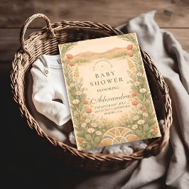 Warm Neutral Desert Botanicals Baby Shower 招待状