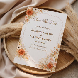 Warm Neutral Floral Announcement セーブザデート