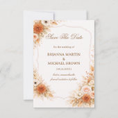 Warm Neutral Floral Announcement セーブザデート (正面)